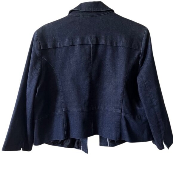 Mexx black cropped snap button front swing denim blazer size 14 - Picture 6 of 8
